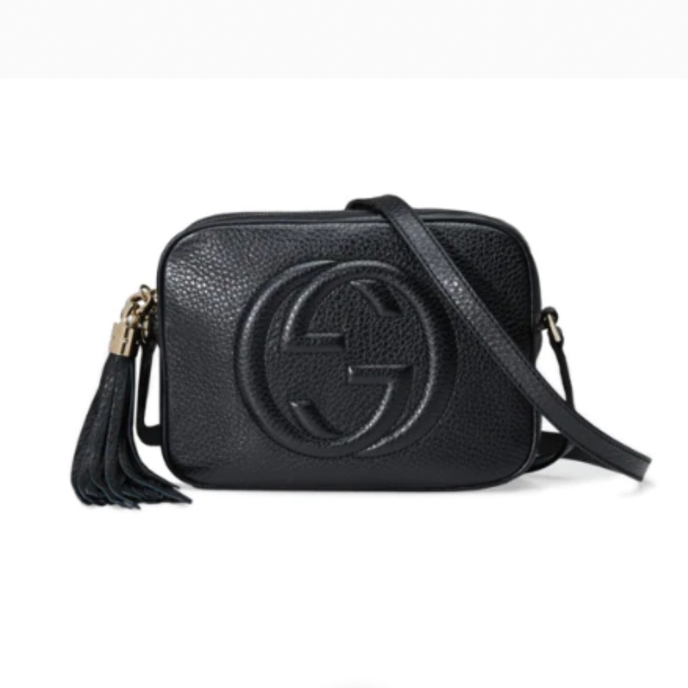 Gucci Black Soho Disco Leather Crossbody Bag with Tassel
